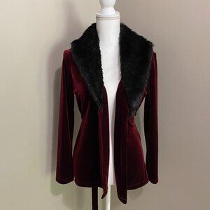 Red Velvet and Faux Fur Blazer size small